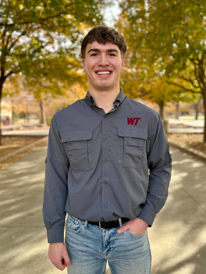 Slant WT Long Sleeve Fishing Shirt - Maroon Embroidery