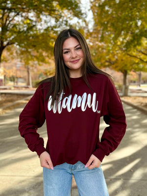 WTAMU Metallic Puff Crewneck Sweatshirt