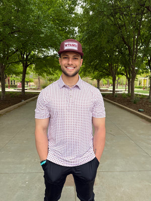 Burlebo Texas Maroon & White Polo