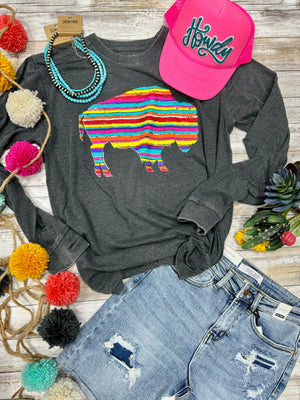 Serape Buffalo Long Sleeve Tee