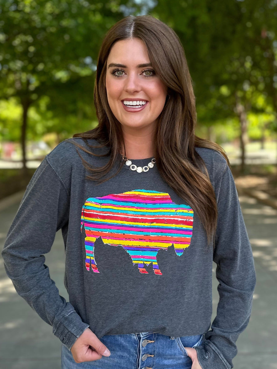 Serape Buffalo Long Sleeve Tee