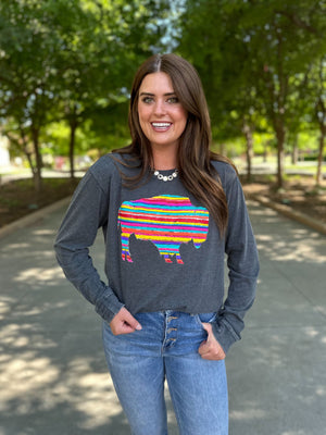 Serape Buffalo Long Sleeve Tee