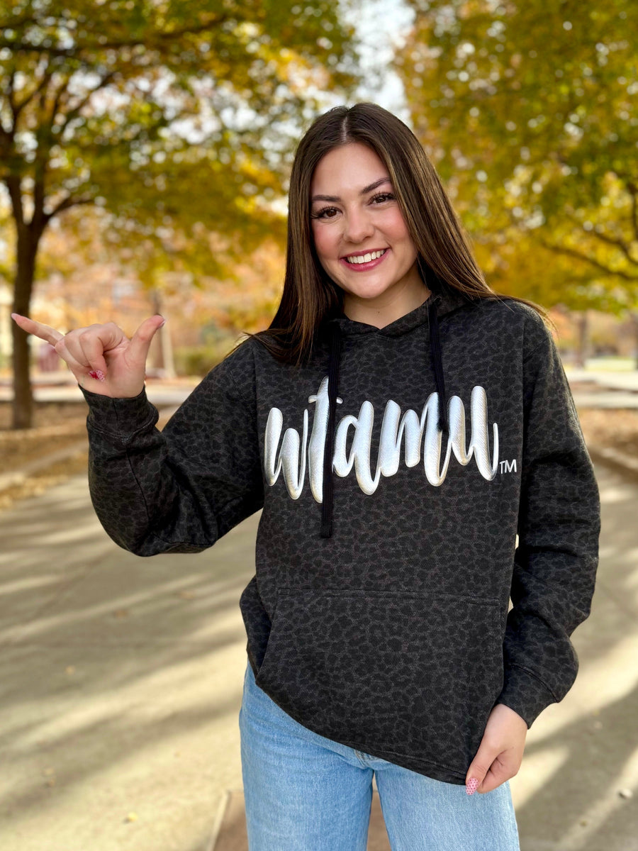 WTAMU Metallic Puff Leopard Hoodie