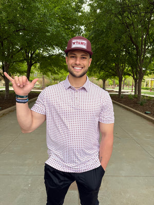 Burlebo Texas Maroon & White Polo
