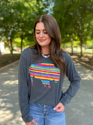 Serape Buffalo Long Sleeve Tee