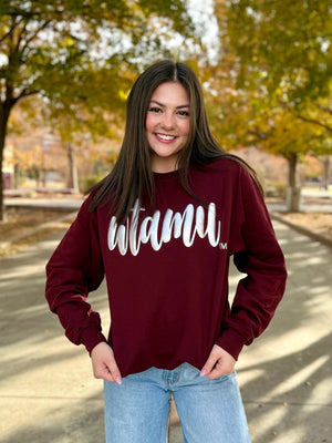 WTAMU Metallic Puff Crewneck Sweatshirt