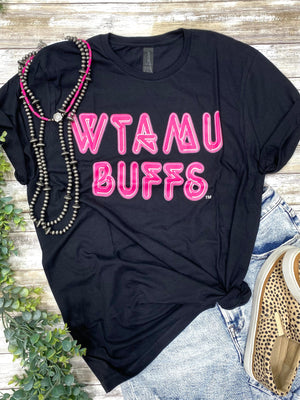 WTAMU Buffs Neon Retro Black Tee