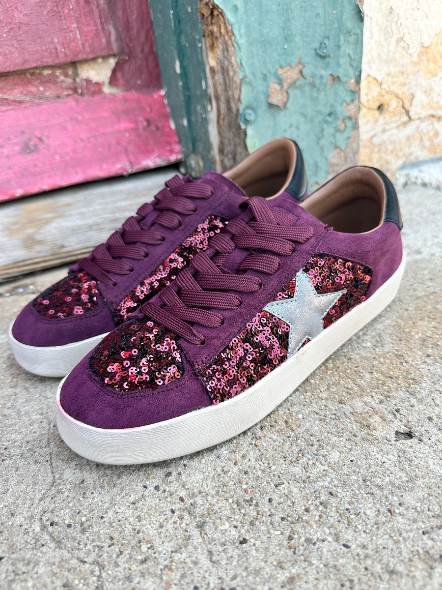 Another Round Wine Sequin Sneaker by Corky's