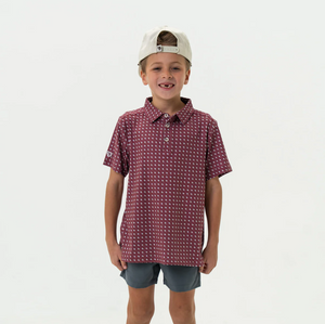 Youth Burlebo Texas Maroon & Grey Polo