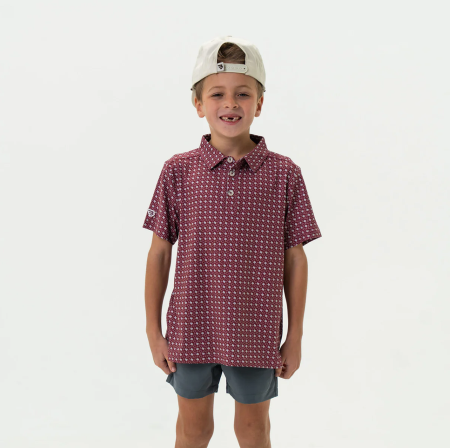 Youth Burlebo Texas Maroon & Grey Polo