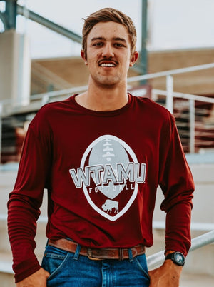 WTAMU Long Sleeve Football Competitor Tee - graphic tee - WT