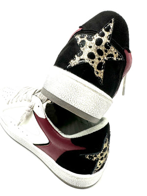 Park Maroon, Black, and Gold Hide Star Sneakers by ShuShop