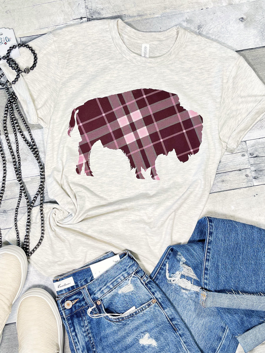 Mauve and Maroon Plaid Buffalo Tee for WT...or not