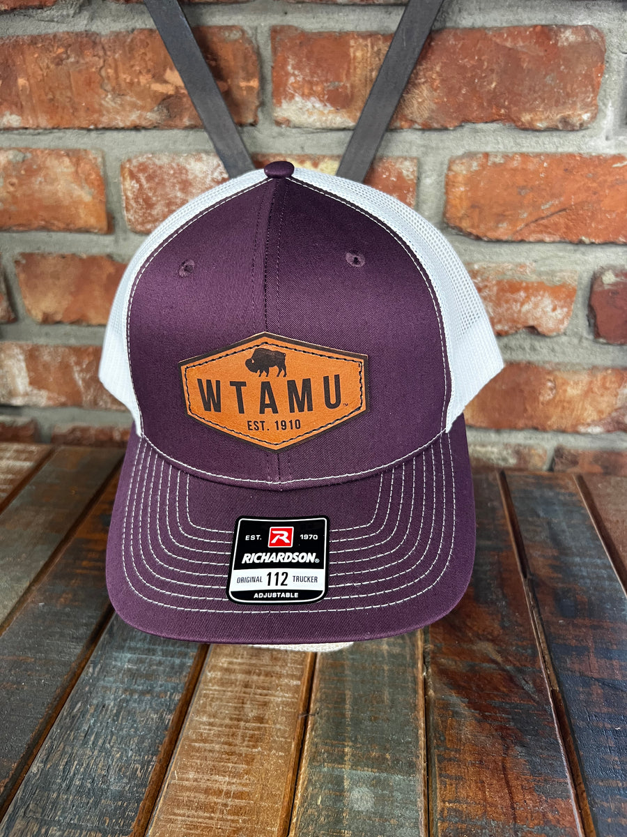 Maroon WTAMU Leather Patch Trucker Cap