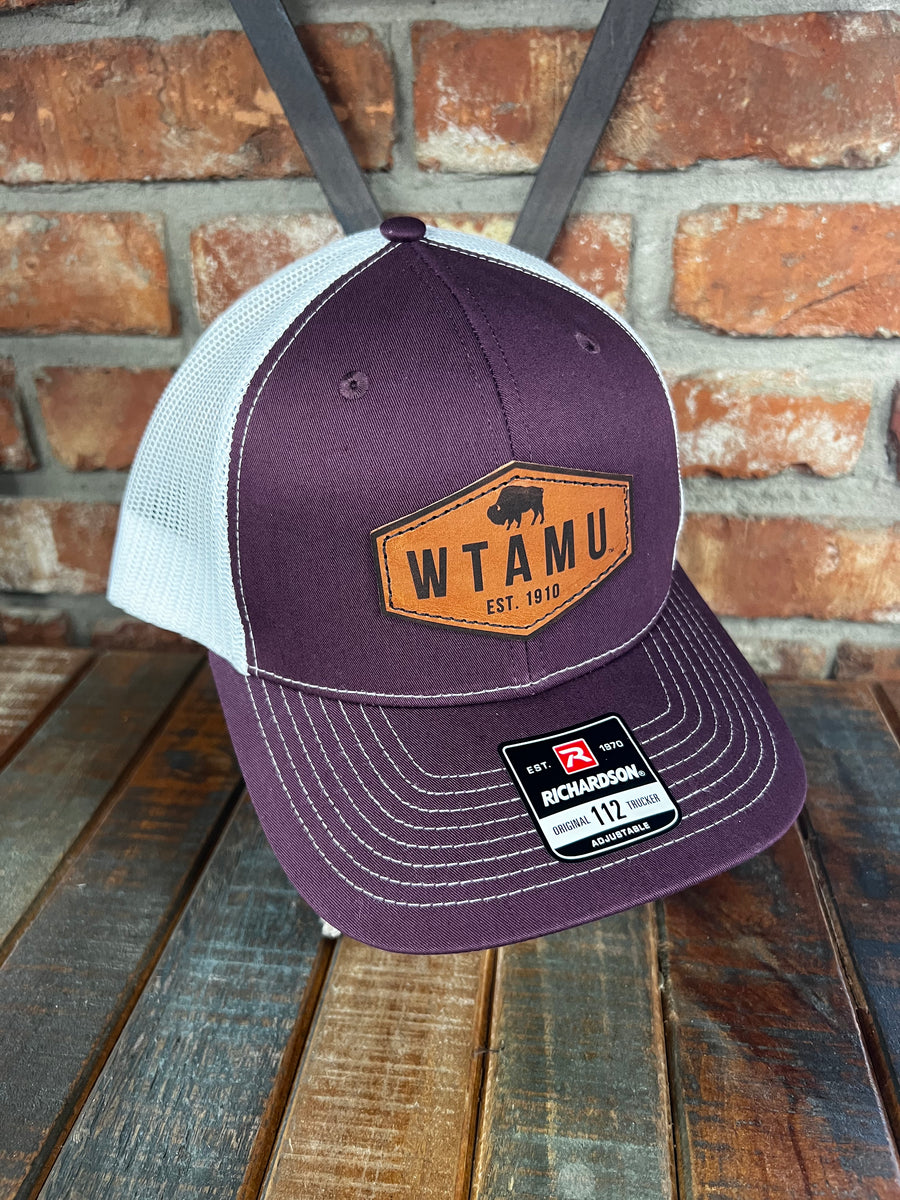 Maroon WTAMU Leather Patch Trucker Cap