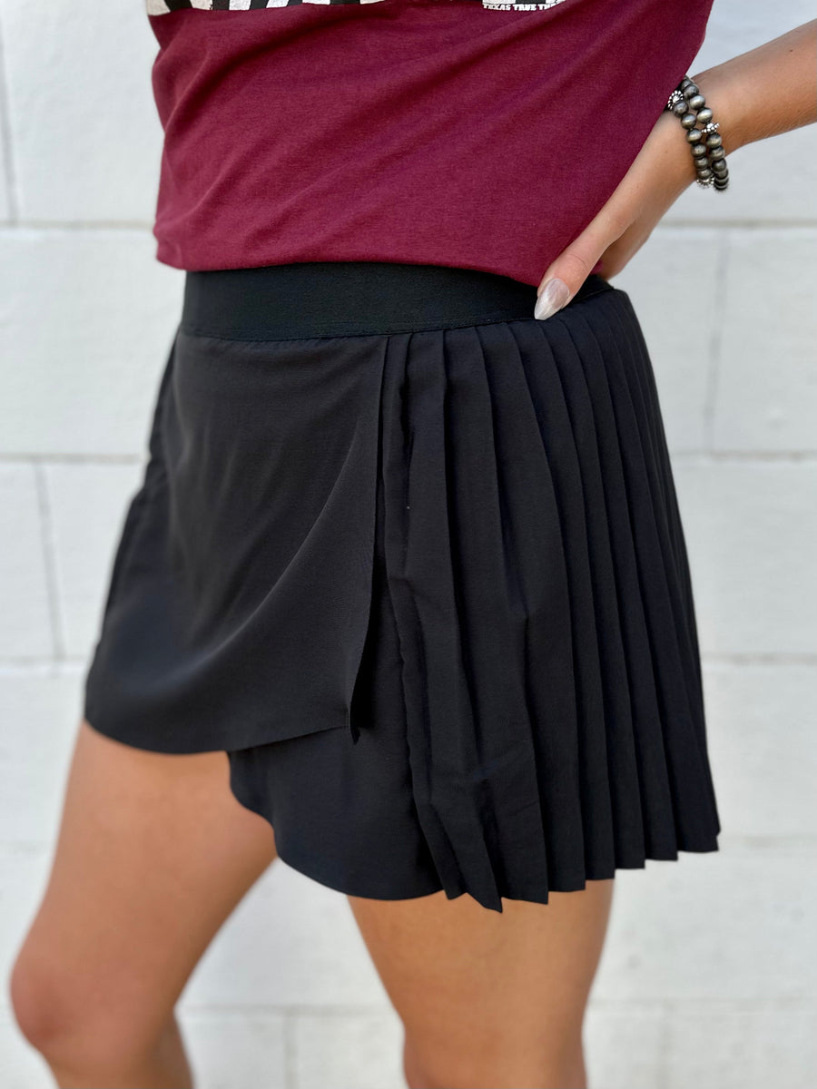 Black Pleated Tennis Skort
