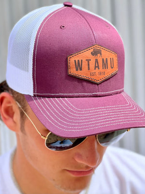 Maroon WTAMU Leather Patch Trucker Cap