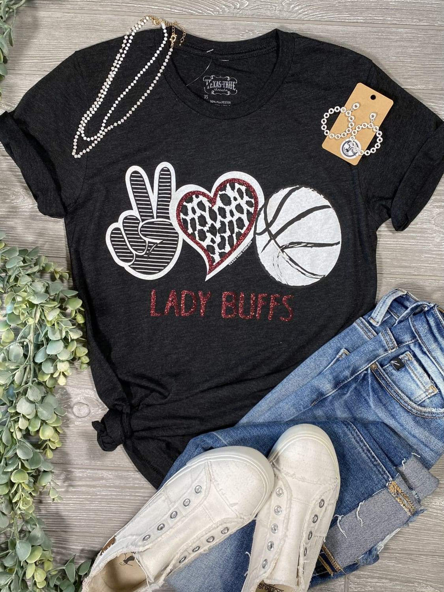 Peace Love Basketball LADY BUFFS Tee - Graphic