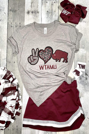 Peace Love WTAMU Youth Tee - graphic tee