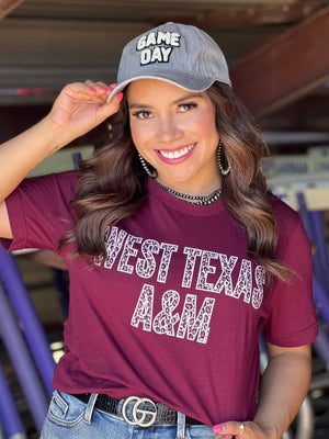 West Texas A&M Leopard Tee - Maroon / S - graphic tee - WT 