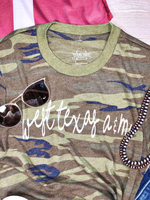 West Texas A&M Script Tee on Camo by True Threads - Graphic