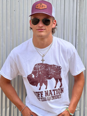 White WTAMU Buff Nation Tee - graphic tee - WT Fan Gear: 