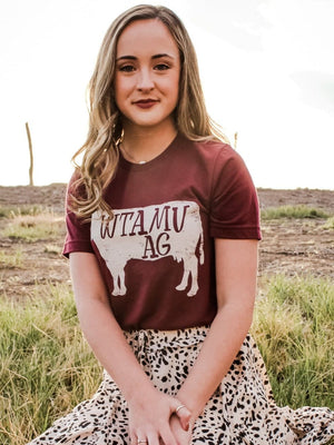 WTAMU Ag Tee - graphic tee - WT Fan Gear: AG, color-maroon, 